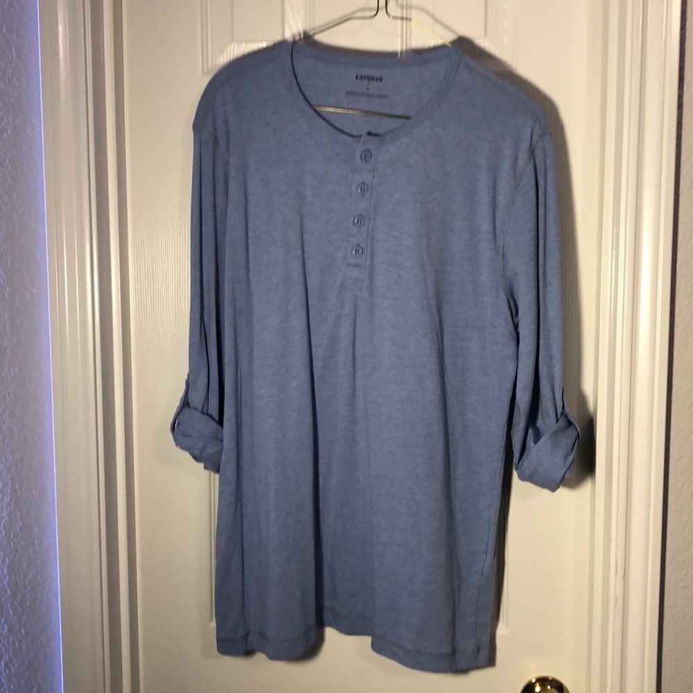 Large Express Long Sleeve Button Rollup Shirt